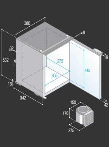 FRIGO LT.42 AIRLOCK GRIGIO SENZA CORNICE